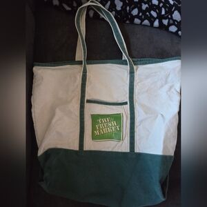 Green and White Tote Bag